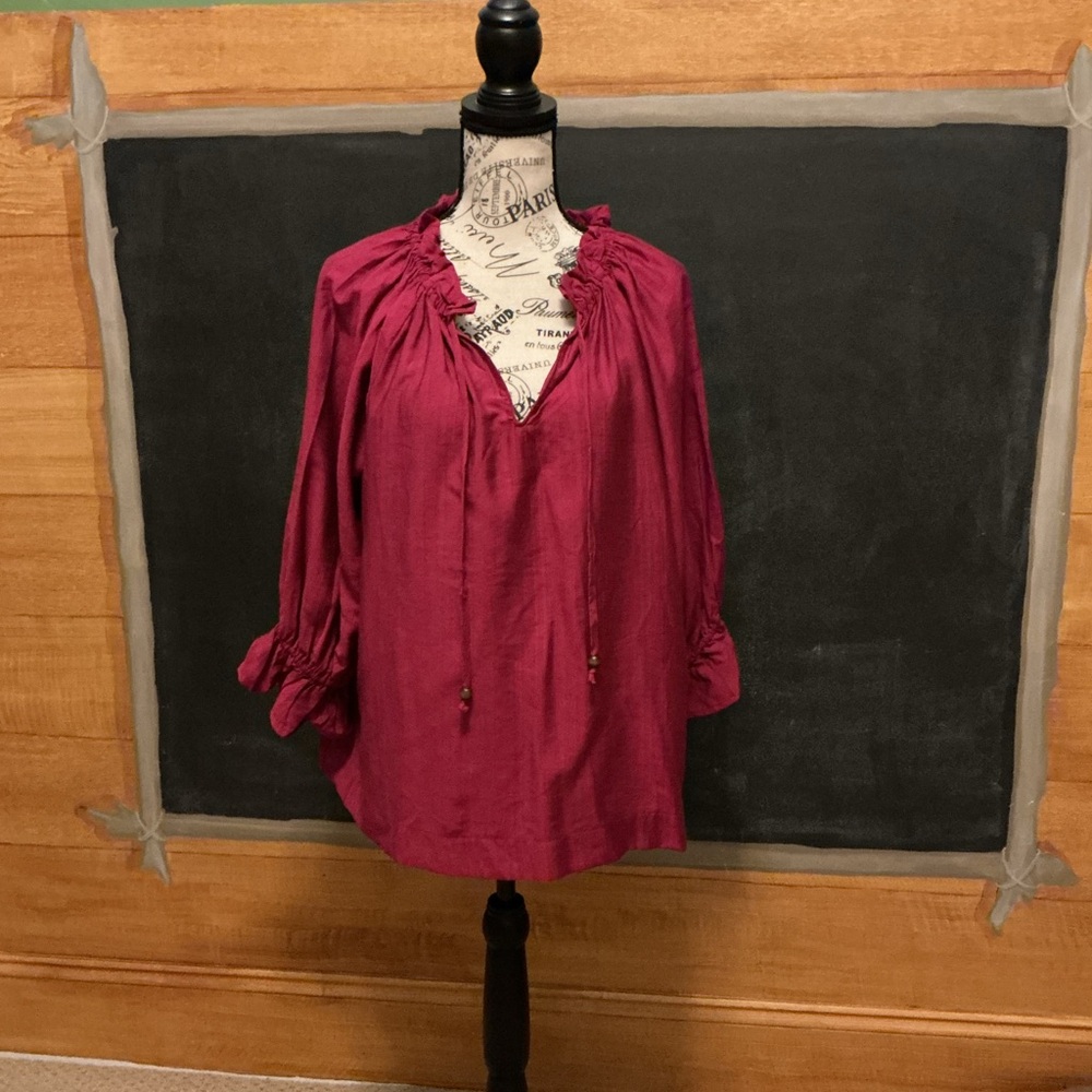 NWT Umgee wine colored long sleeved blouse size large